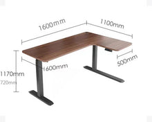 Load image into Gallery viewer, Height Adjustable Ergonomic Electric Corner Sit Stand Desk A3L Wallnut Colour Dual Motor
