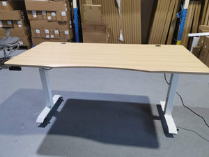 Height Adjustable Ergonomic Electric Motorised Sit Stand Desk Table Wallnut Wood Look