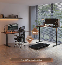 Load image into Gallery viewer, Height Adjustable Ergonomic Electric Motorised Sit Stand Desk Table Wallnut Wood Look
