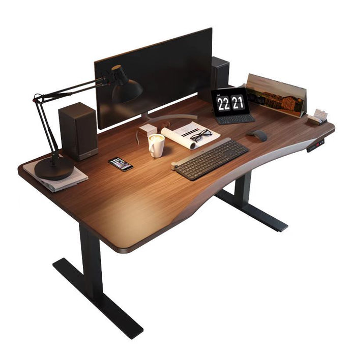 Height Adjustable Ergonomic Electric Motorised Sit Stand Desk Table Wallnut Wood Look